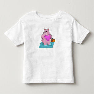 T-shirt Pour Les Tous Petits Hippo at Fitness with Radio.PNG