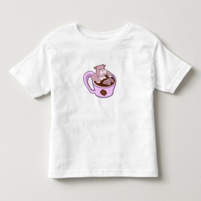 T-shirt Pour Les Tous Petits Hippo avec la coupe du café (Devant)