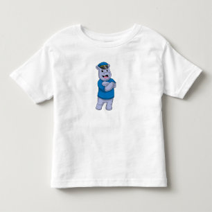 T-shirt Pour Les Tous Petits Hippo en tant que policier avec casquette de polic