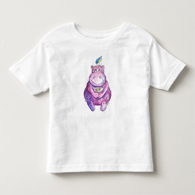 T-shirt Pour Les Tous Petits Hippo mignon violet blanc (Devant)