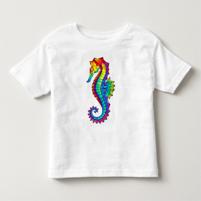 T-shirt Pour Les Tous Petits Hippocampe polygonal arc-en-ciel (Devant)