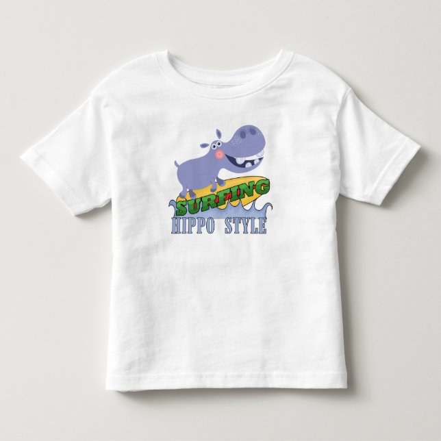 T-shirt Pour Les Tous Petits Hippopotame de surfer (Devant)
