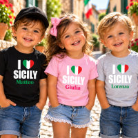 I Love Sicile Italien Drapeau Coeur Tee - shirt