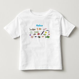 T-shirt Pour Les Tous Petits Illustration amusante de créatures marines