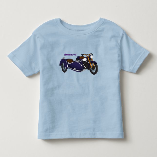 T-shirt Pour Les Tous Petits Illustration de moto pourpre Sidecar (Devant)