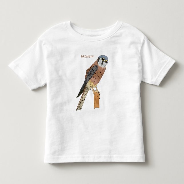 T-shirt Pour Les Tous Petits Illustration d'oiseau américain Kestrel (Devant)