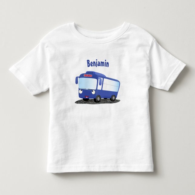 T-shirt Pour Les Tous Petits Illustration d'un bus moderne bleu mignon (Devant)