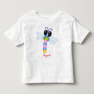 T-shirt Pour Les Tous Petits Illustration d'une libellule bleu et rose