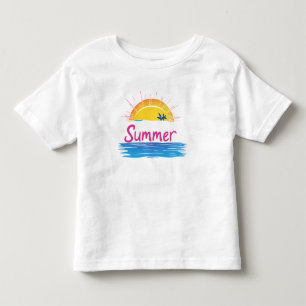 T-shirt Pour Les Tous Petits Illustration Sunset Summer Beach
