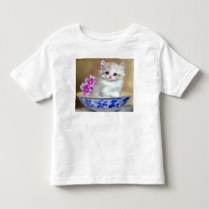 T-shirt Pour Les Tous Petits Illustration vintage de chaton blanc