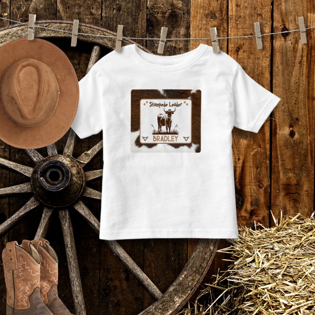 T-shirt Pour Les Tous Petits Impression Animale Stampede De Bovins Marron (Créateur téléchargé)