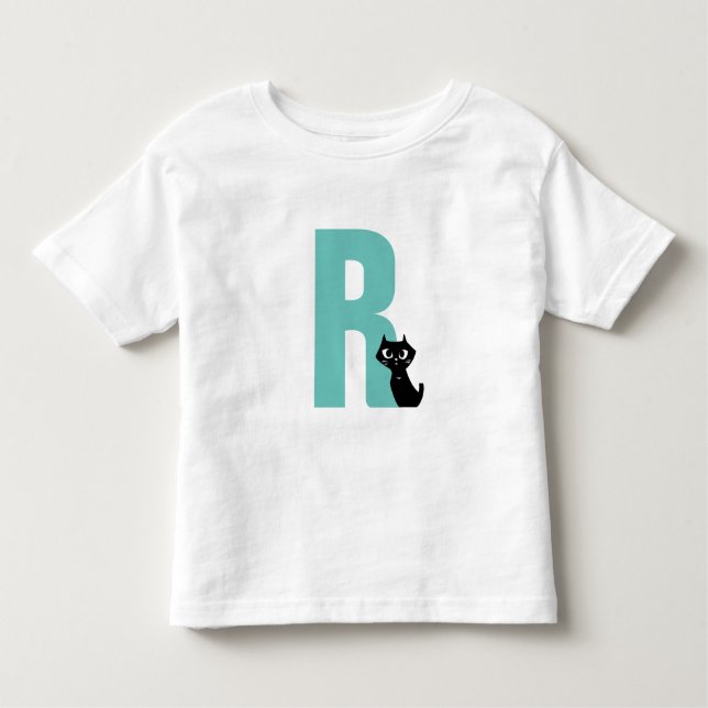 T-shirt Pour Les Tous Petits Initiale avec chat noir (Devant)