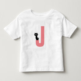 T-shirt Pour Les Tous Petits Initiale avec chat noir