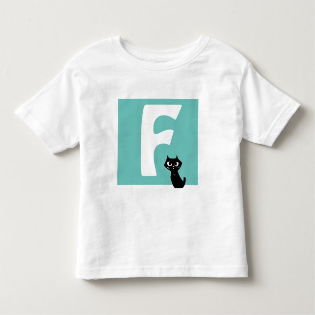 T-shirt Pour Les Tous Petits Initiale avec chat noir mignon (Devant)
