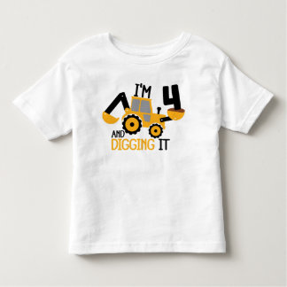 T-shirt Pour Les Tous Petits J'ai 4 ans et creuser la construction
