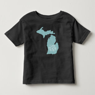 T-shirt Pour Les Tous Petits J'aime Michigan Blue Grey