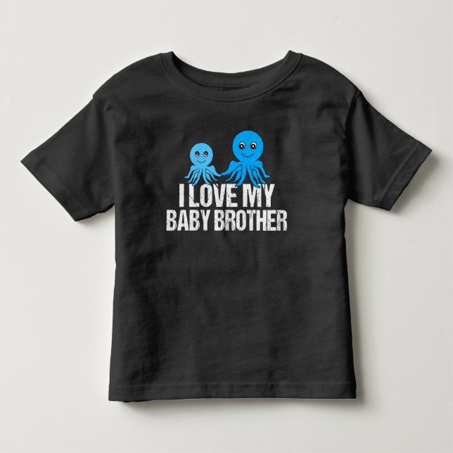 T-shirt Pour Les Tous Petits J'Aime Mon Bébé Frère Cute Octopus (Devant)
