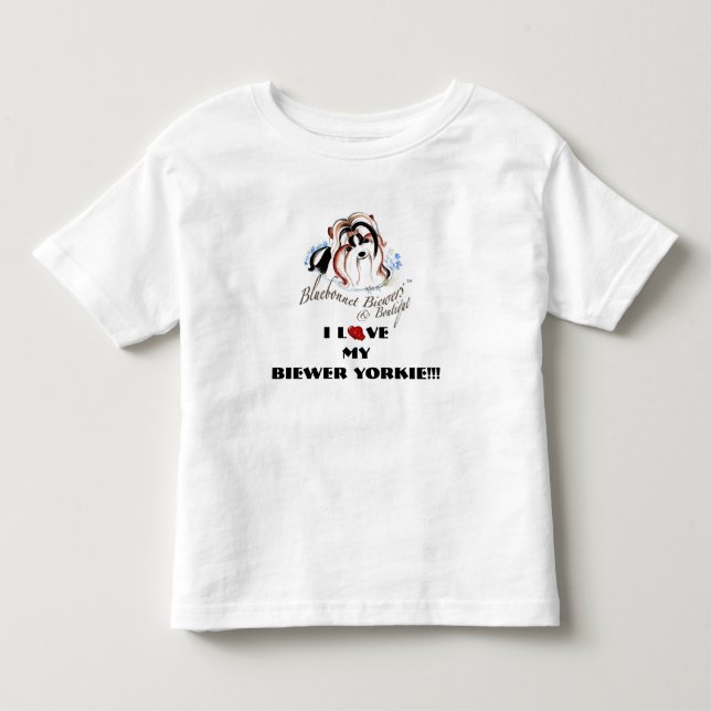 T-shirt Pour Les Tous Petits J'aime mon Biewer Yorkie (Devant)