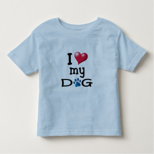 T-shirt Pour Les Tous Petits J'Aime Mon Chien Blue Paw
