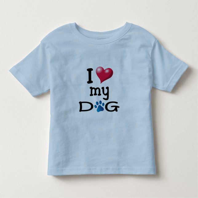 T-shirt Pour Les Tous Petits J'Aime Mon Chien Blue Paw (Devant)