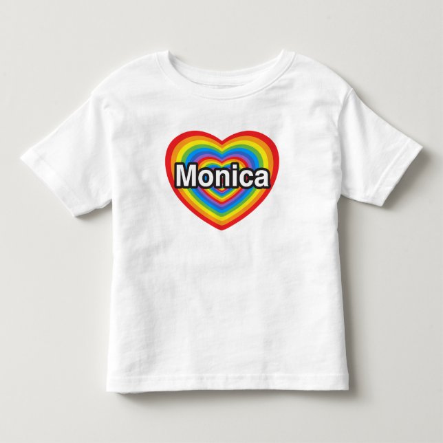 T-shirt Pour Les Tous Petits J'aime Monica. Je t'aime Monica. Cœur (Devant)