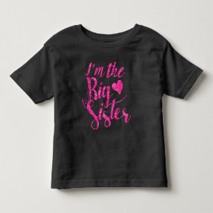 T-shirt Pour Les Tous Petits Je suis la Grande Soeur Hot rose Parties scintilla
