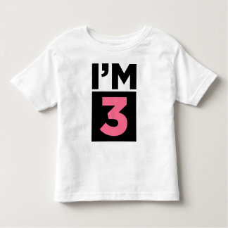 T-shirt Pour Les Tous Petits Je suis trois Chemise rose troisième anniversaire