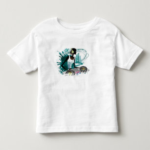 T-shirt Pour Les Tous Petits Jeune femme Dj Utiliser le Tourne-disque dans la d