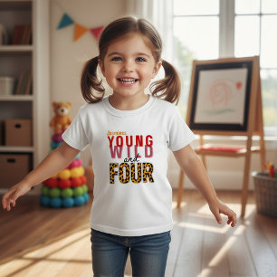 T-shirt Pour Les Tous Petits Jeune Sauvage et Quatre Imprimé Léopard Anniversai