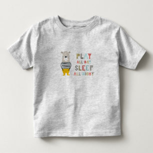 T-shirt Pour Les Tous Petits Joli garçon ours jouer toute la journée 
