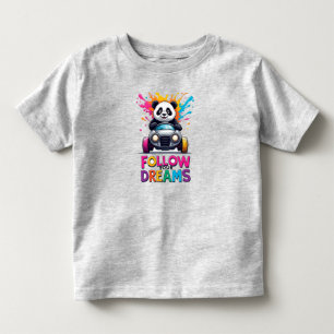 T-shirt Pour Les Tous Petits Joli Panda Conduisant une Voiture Jouet avec Éclab