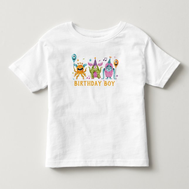 T-shirt Pour Les Tous Petits Joli petit garçon d'anniversaire monstre (Devant)