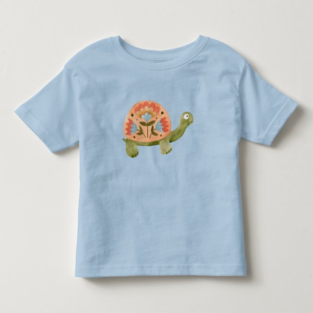 T-shirt Pour Les Tous Petits Jolie tortue aquarelle filles (Devant)