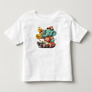 T-shirt Pour Les Tous Petits Jouer Pals : Eléphant de dessin animé et Canard