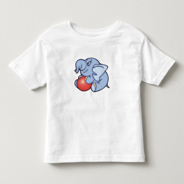T-shirt Pour Les Tous Petits Jouet éléphant bleu avec balle (Devant)