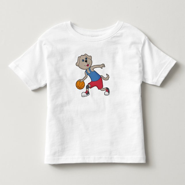 T-shirt Pour Les Tous Petits Joueur de basket-ball de chien (Devant)
