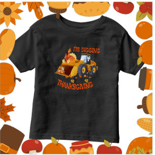 T-shirt Pour Les Tous Petits Joueurs Tracteur Turquie Je creuse Thanksgiving