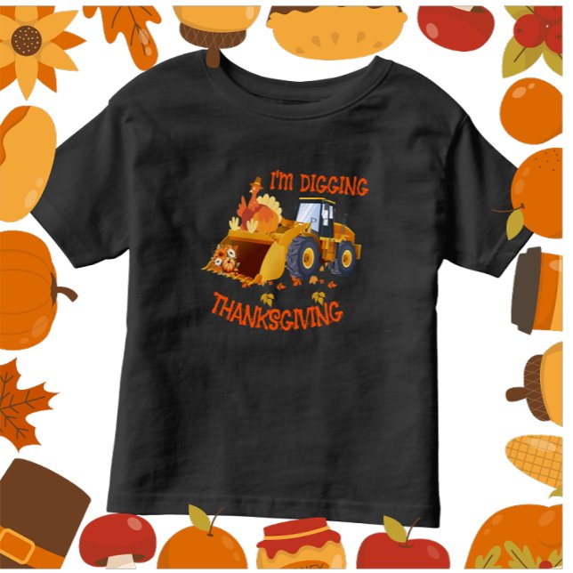 T-shirt Pour Les Tous Petits Joueurs Tracteur Turquie Je creuse Thanksgiving (Créateur téléchargé)