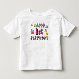 T-shirt Pour Les Tous Petits Joyeux 1er anniversaire pour enfants de 1 an B jou