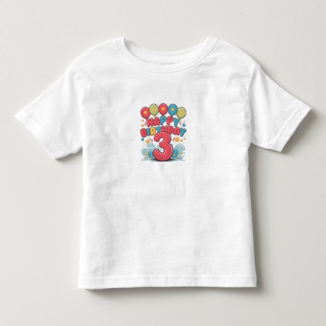 T-shirt Pour Les Tous Petits Joyeux anniversaire 3 cadeau pour (Devant)