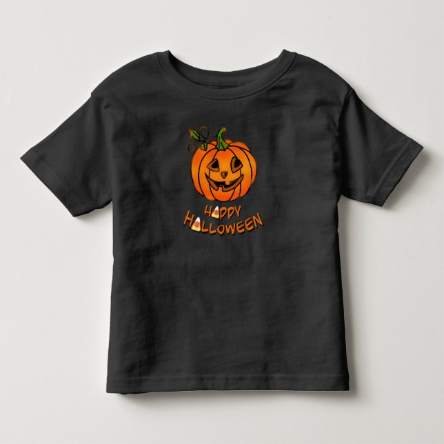 T-shirt Pour Les Tous Petits Joyeux Halloween | CITROUILLE | maïs-bonbons (Devant)