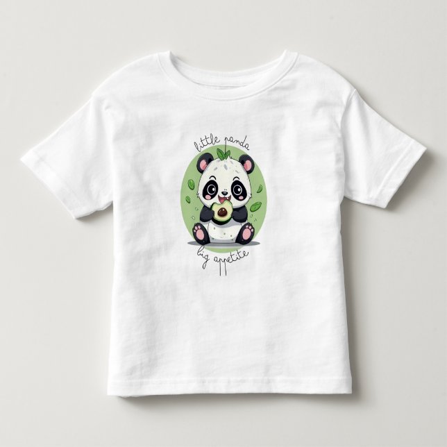T-shirt Pour Les Tous Petits Kawaii Cute Baby Panda Manger Avocado (Devant)