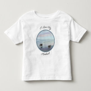 T-shirt Pour Les Tous Petits Keeshonds at the Seashore Peinture Dog Art