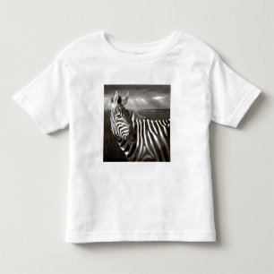 T-shirt Pour Les Tous Petits Kenya. Noir & blanc de zèbre et plaine.
