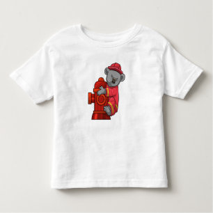 T-shirt Pour Les Tous Petits Koala as Firefighter with Fire hydrant