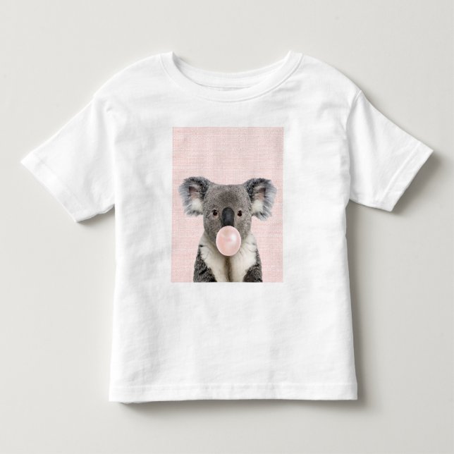 T-shirt Pour Les Tous Petits Koala Bear Blow Pink Buble gomme (Devant)
