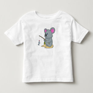 T-shirt Pour Les Tous Petits Koala en Fisher avec la canne à pêche et le poisso