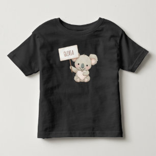 T-shirt Pour Les Tous Petits Koala Mignon Tenant un Panneau de Nom