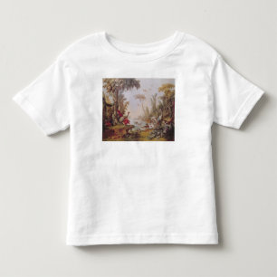 T-shirt Pour Les Tous Petits Lac avec des oies, des cigognes, des perroquets et