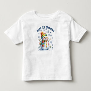 T-shirt Pour Les Tous Petits Laissez Neiger Bonhomme de Neige Hiver 